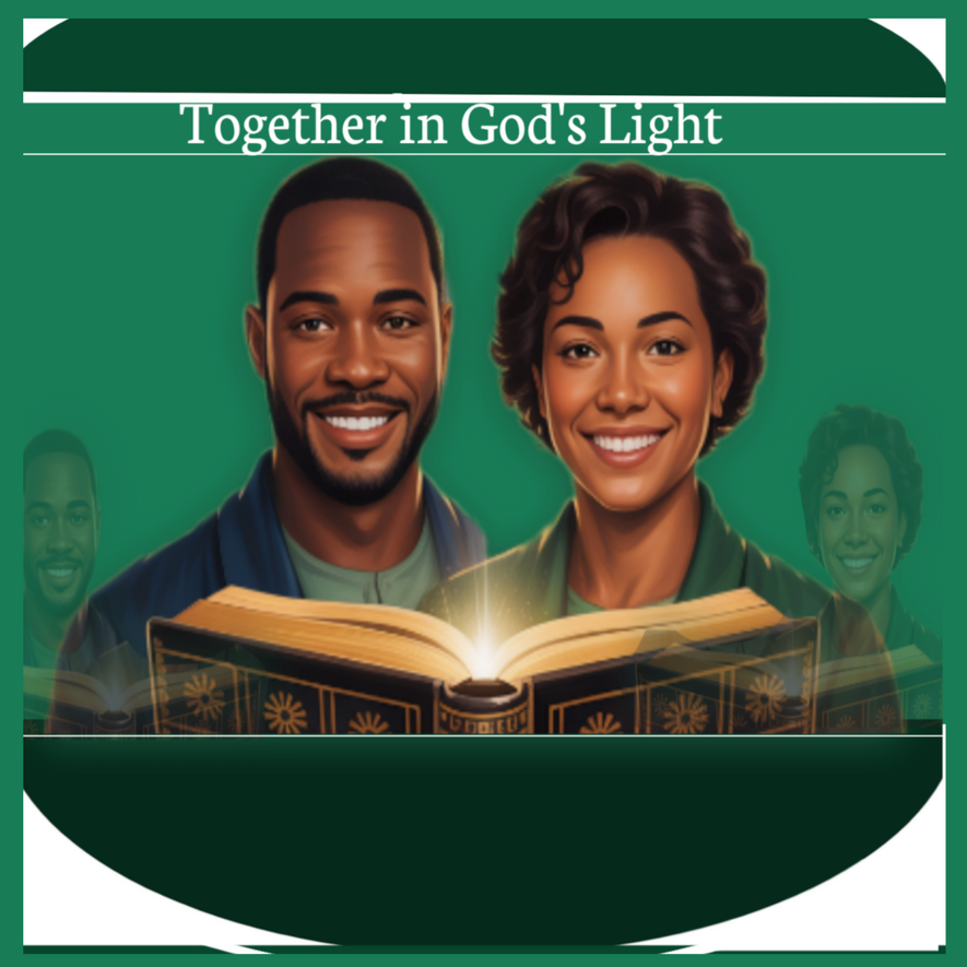 A man and woman holding a Bible, with a shining light radiating from it. The poster conveys joy, faith, and inspiration, celebrating the uplifting power of the Word of God.