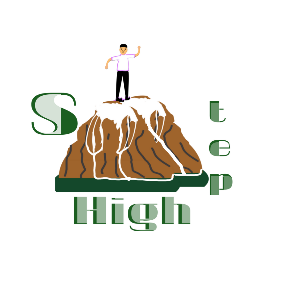 A mountain logo symbolizing growth, strength, and high achievement. The man standing upright at the top represents determination, success, and reaching goals through perseverance.